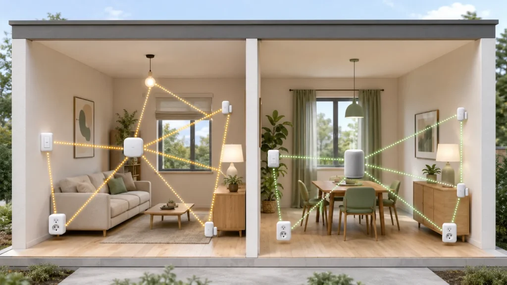 Usporedni prikaz Zigbee i Thread mesh mreže u pametnom domu
