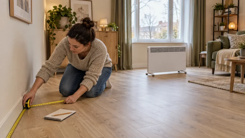 mjerenje dimenzija sobe prije odabira električne grijalice