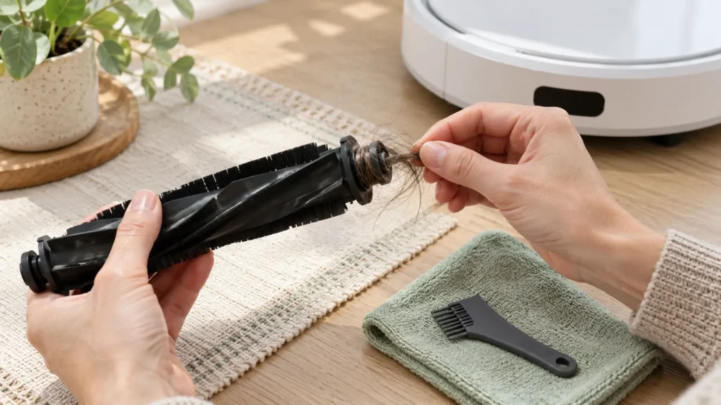uklanjanje namotanih dlaka s glavne četke robotskog usisavača