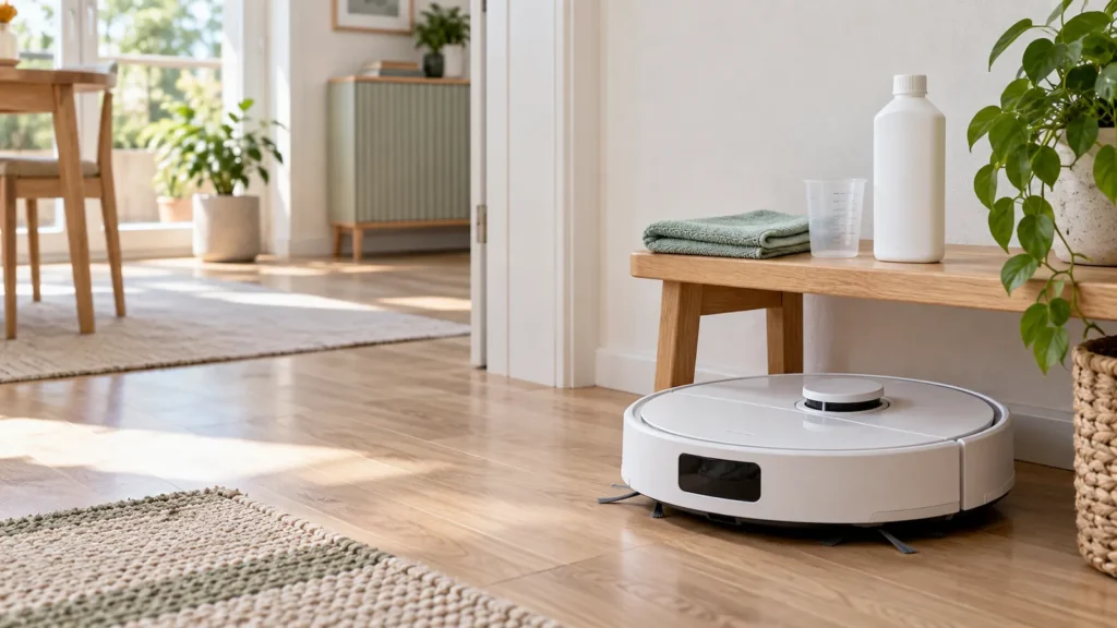 Robotski usisavač uz pribor za čišćenje i mjernu posudicu